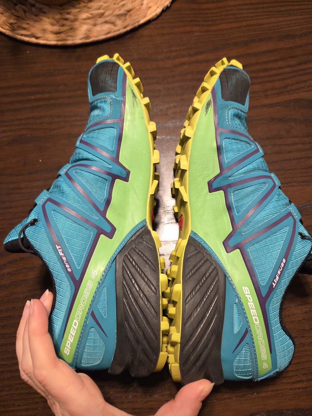 Salomon Speedcross 4 Women's Trail Running Shoes Size 11 Teal/Lime Hiking - Picture 5 of 10